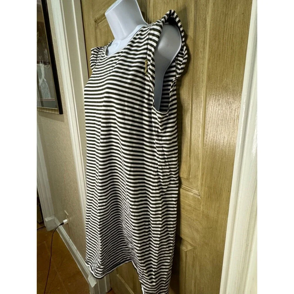 MICHAEL KORS MK BASICS COTTON STRIPE DRESS ZIPPER SLEEVE